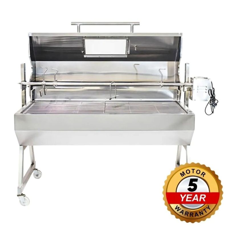 The Flaming Coals 1500 Stainless Steel Hooded Spartan Spit Roaster Stainless Steel